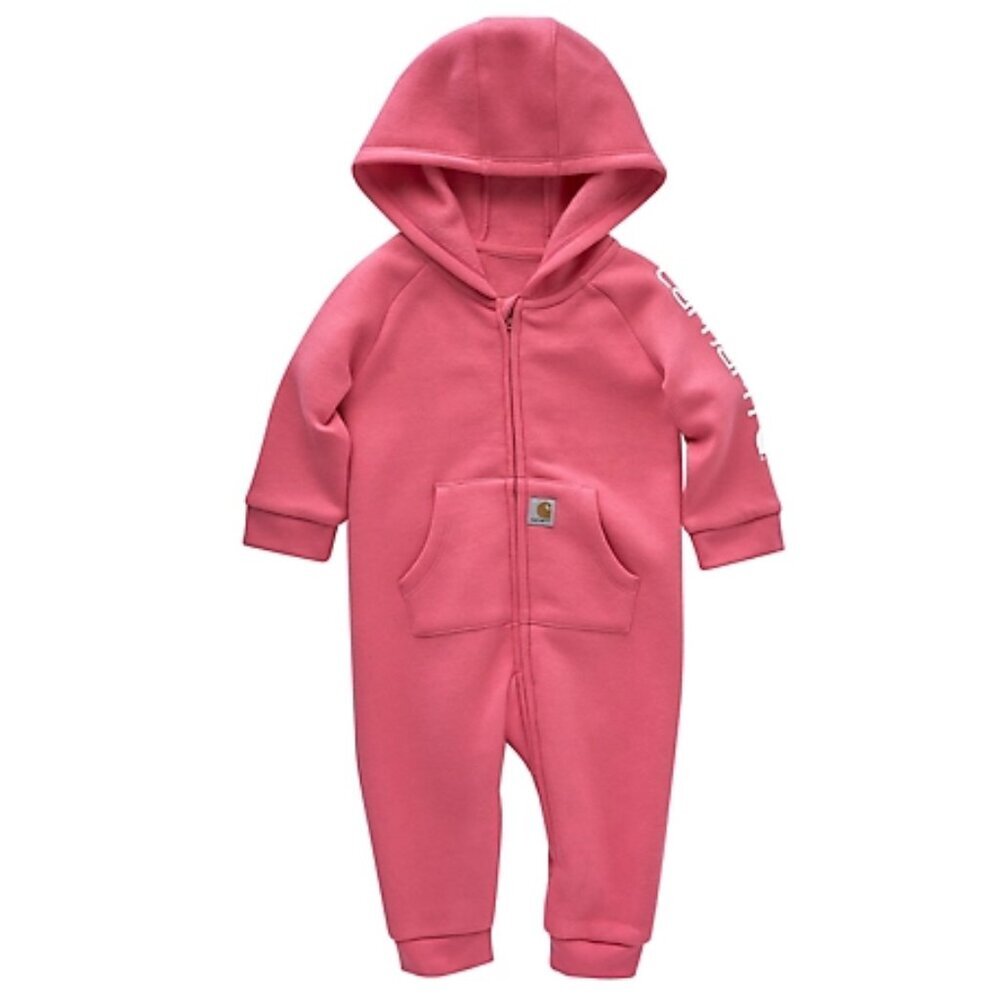NWT Carhartt Baby Girls Long-Sleeve Fleece Zip-Front Hooded Coverall 24 Months